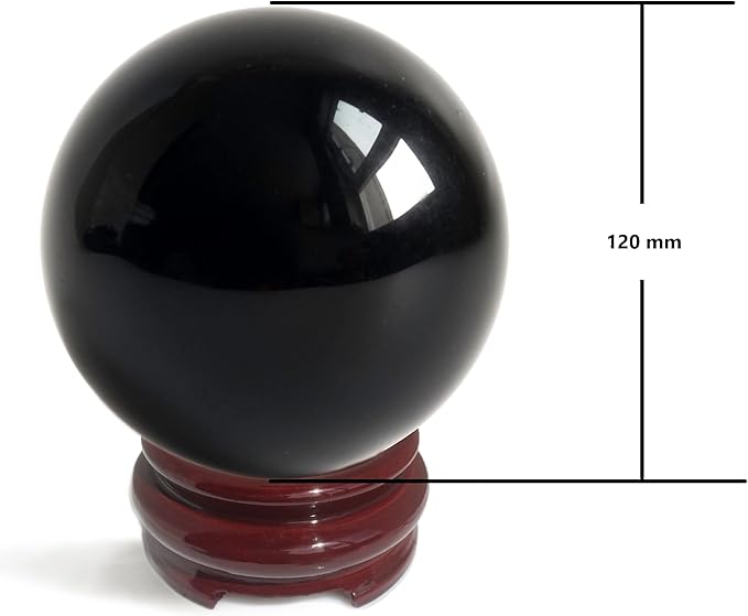 Mina Heal Black Obsidian Crystal Ball for Meditation, Divination, and Feng Shui – Large Obsidian Sphere for Décor