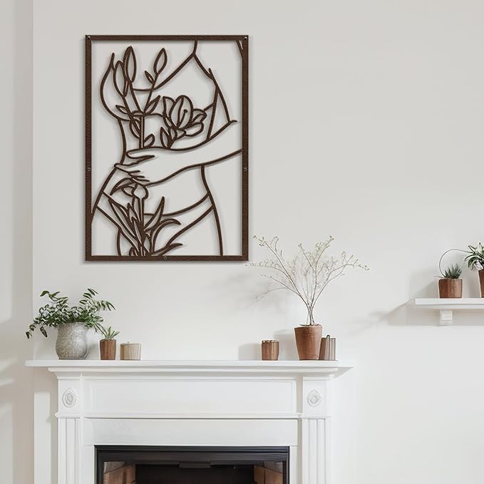 SIGNLEADER Metal Wall Art Decor Women Body Line Modern Abstract Wall Sculpture Hangings Home Decoration for Living Room, Bedroom, Bathroom, Kitchen, Outdoor - 18" Bronze