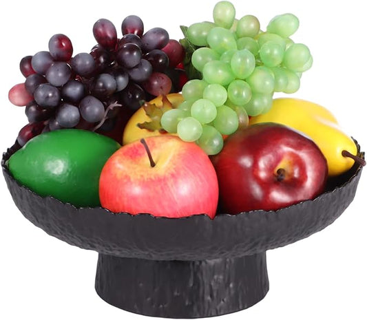 Large Decorative Bowl, Hammered Pedestal Fruit Bowl, 10.2 Inch Glass Elevated Serving Bowl for Dining Table Centerpiece, Key Bowl for Living Room, Kitchen, Wedding and Party Decor