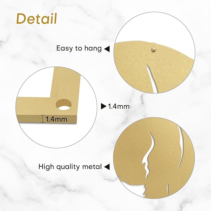SIGNLEADER Metal Wall Art Decor Rustic American Bison Minimalist Modern Abstract Wall Sculpture Hangings Home Decoration for Living Room, Bedroom, Bathroom, Kitchen, Outdoor - 18" Gold