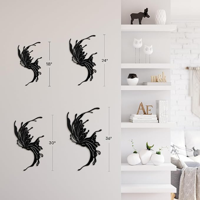 SIGNLEADER Metal Wall Art Decor All Black Flying Bird Minimalist Modern Abstract Wall Sculpture Hangings Home Decoration for Living Room, Bedroom, Bathroom, Kitchen, Outdoor - 18" Black