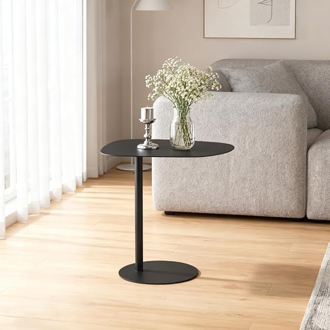 C Shaped Side Table End Coffee Tables, Aesthetics Minimalist Accent Tables, Multifunction Oval Metal Side Tables for Living Room Bedroom Sofa Balcony Couch Patio Yard Garden Indoor & Outdoor