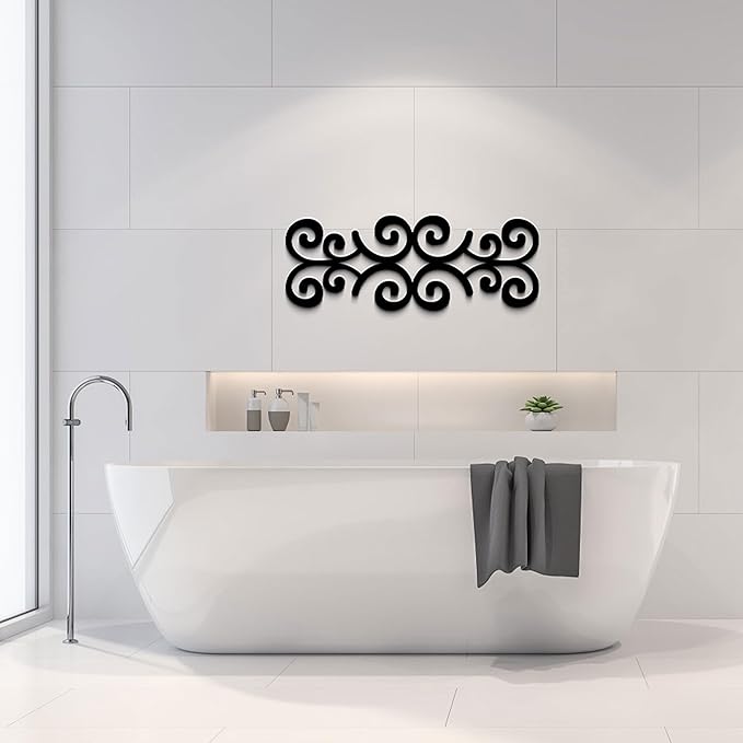 GlintHome Black Metal Wall Art for Living Room Abstract Modern Wall Sculpture Textured Artwork Minimalist Geometric wall Decor for Bedroom Bathroom Living Room Home