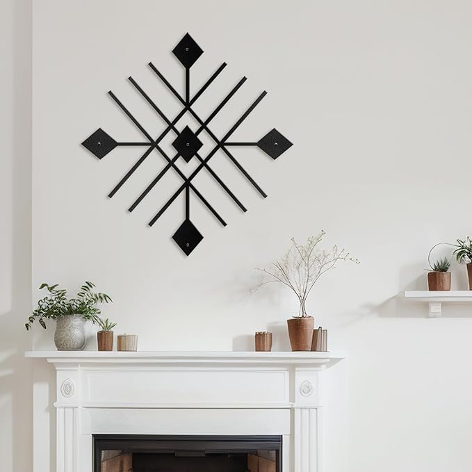 SIGNLEADER Metal Wall Decor Folk Symbol Mystery Minimalist Modern Luxury Wall Sculpture Hangings 3D Statue Home Decoration for Living Room, Bedroom, Bathroom, Kitchen, Fireplace, Office - 24" Black
