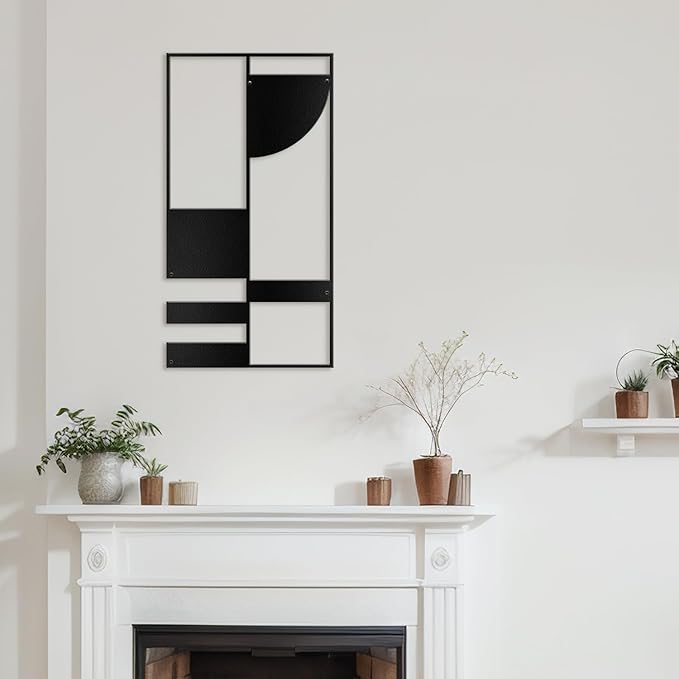 SIGNLEADER Metal Wall Decor Picasso Geometric Minimalist Modern Luxury Wall Sculpture Hangings 3D Statue Home Decoration for Living Room, Bedroom, Bathroom, Kitchen, Fireplace, Office - 18" Black