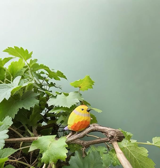 Small Handmade Leiothrix Figurines, Wooden Lovebird Sculpture Craft Set, Cute Colorful Bird Statues Home Home & Office Decor Art Collection, Ideal Gifts for Bird Lovers