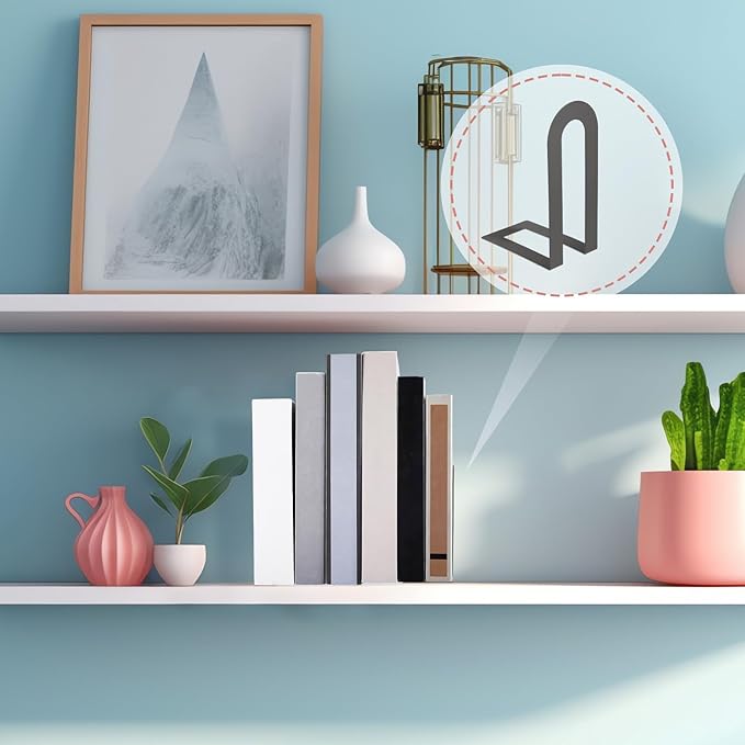 Chunful 6 Pcs Modern Metal Book Ends for Shelves Decorative Small Bookends Book Shelf Organizer Minimalist Design Stopper to Hold Books for Home Office (5.5 * 3.75 * 2.25inch,Black)
