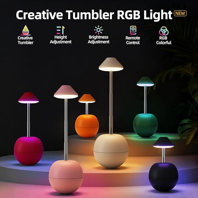 Rechargeable LED Night Light for Bedroom - Bright Bedside Lamp with Remote Control, Desk Lamp & Mood Lighting for Kids Adults (White)