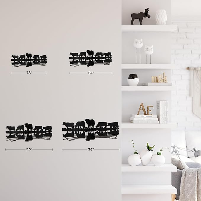 SIGNLEADER Metal Wall Art Decor Herd Minimalist Modern Abstract Wall Sculpture Hangings Home Decoration for Living Room, Bedroom, Bathroom, Kitchen, Outdoor - 18" Black