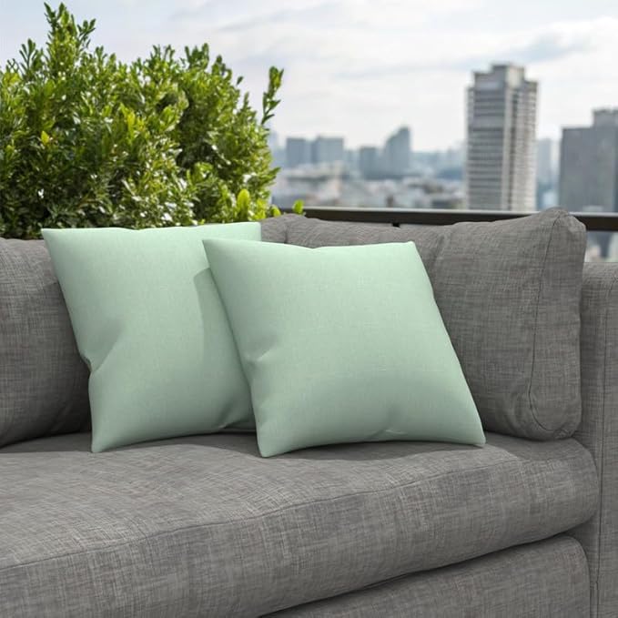 Covers & All Sunbrella Indoor/Outdoor Throw Pillows, Square Throw Pillows Inserts with Covers Set of 2 (Canvas Spa, 16x16)