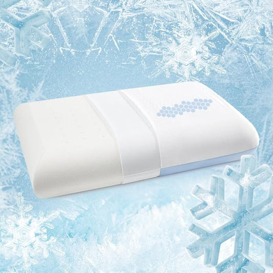Huhu Sleep Cooling Pillow 5 inchs for Back andd Side Sleeper, Advanced Memory Foam Pillows with Cooler Case but no Firm Layer, 16x24x5 inchs, 2pcs