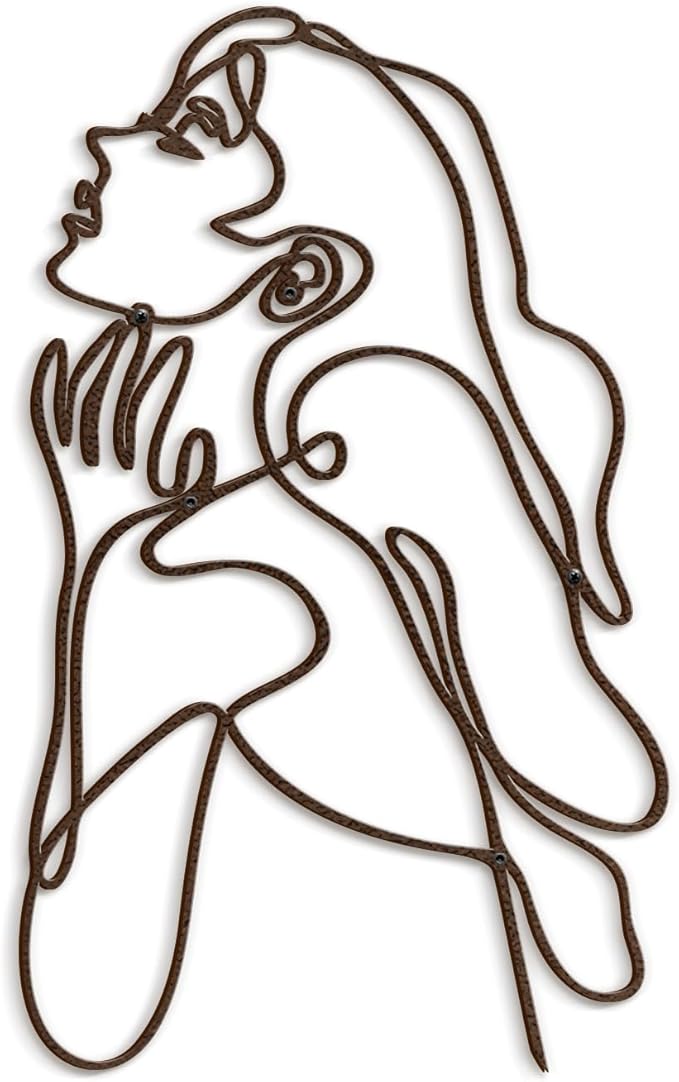 SIGNLEADER Metal Wall Art Decor Body Line Woman Body Drawing Line Modern Abstract Wall Sculpture Hangings Home Decoration for Living Room, Bedroom, Bathroom, Kitchen, Outdoor - 18" Bronze