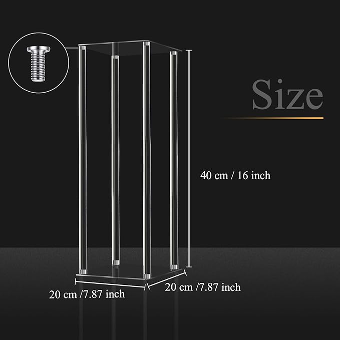 Geetery 8 Pieces Tall Acrylic Vase Wedding Centerpieces Clear Flower Stand Column Geometric Floral Vase Elegant Display Holder for Birthday Party Wedding Table Decorations (16 Inch)