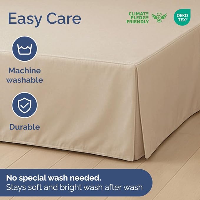 Pleated Bed Skirt Full Size - 3 Sided Pleated Bed Skirt Full - Ultra-Soft, Easy Fit with 12 Inch Tailored Drop - Hotel Quality, Wrinkle Free & Fade Resistant - for Women, Men, Kids and Teens - Cream