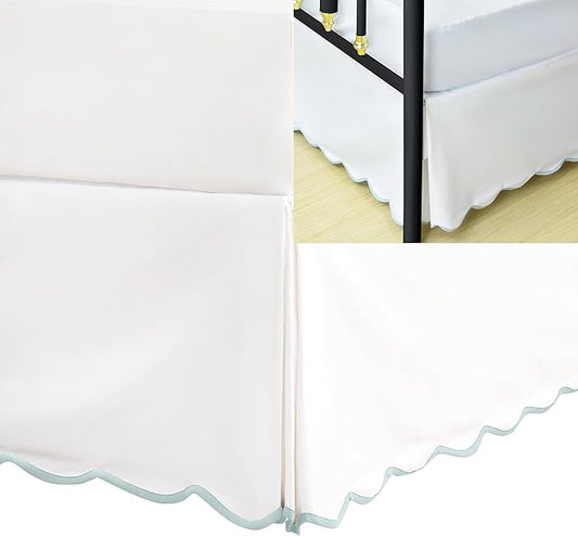 HIG King Bed Skirt - Easy Fit Scallop Edge Pleated Bedskirts with Spilt Coner, 18 Inch Drop Anti-Slip Dust Ruffle, Thick Fabric for Enhanced Privacy, Pre-Washed for Long-Lasting Use, Machine Washable