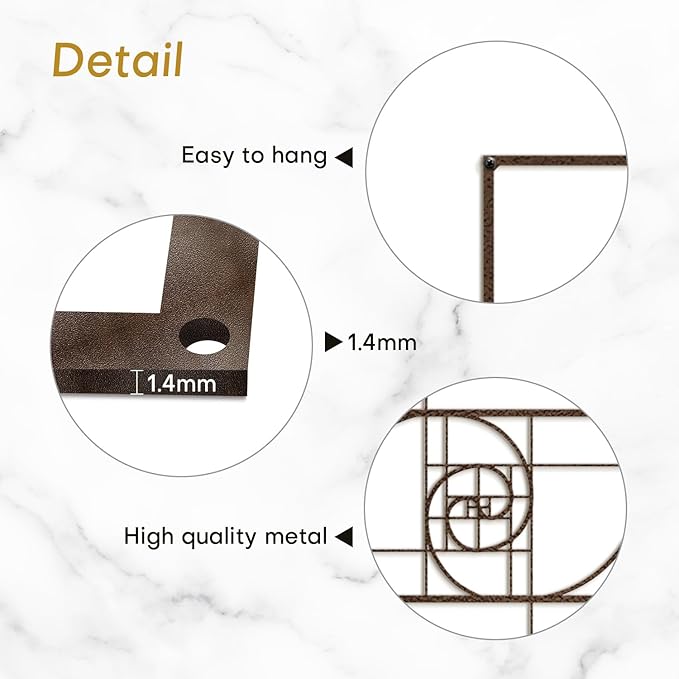SIGNLEADER Metal Wall Decor Golden Proportion Minimalist Modern Luxury Wall Sculpture Hangings 3D Statue Home Decoration for Living Room, Bedroom, Bathroom, Kitchen, Fireplace, Office - 18" Bronze