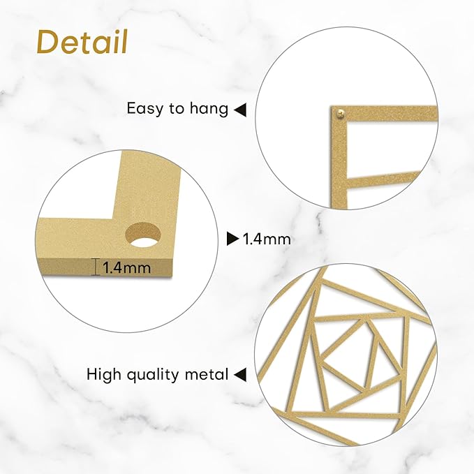 SIGNLEADER Metal Wall Decor Spiral Lines Minimalist Modern Luxury Wall Sculpture Hangings 3D Statue Home Decoration for Living Room, Bedroom, Bathroom, Kitchen, Fireplace, Office - 24" Gold