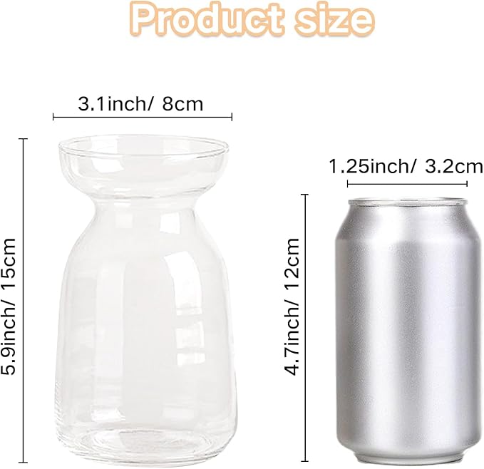 Gute Glass Vases for Decor, Modern Decorative Flower Vase Centerpieces Table Home Indoor Desk Decor Living Room, Kitchen, Office Wedding or Housewarming Gifts (Clear)
