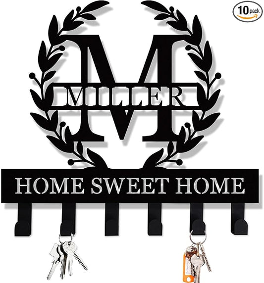 Custom Metal Name Key Holder for Wall - Personalized Hooks Rack for Hanging Entryway Keys, Wall Mounted Key Organizer，Kitchen Decor，Housewarming Gifts,Home Decor