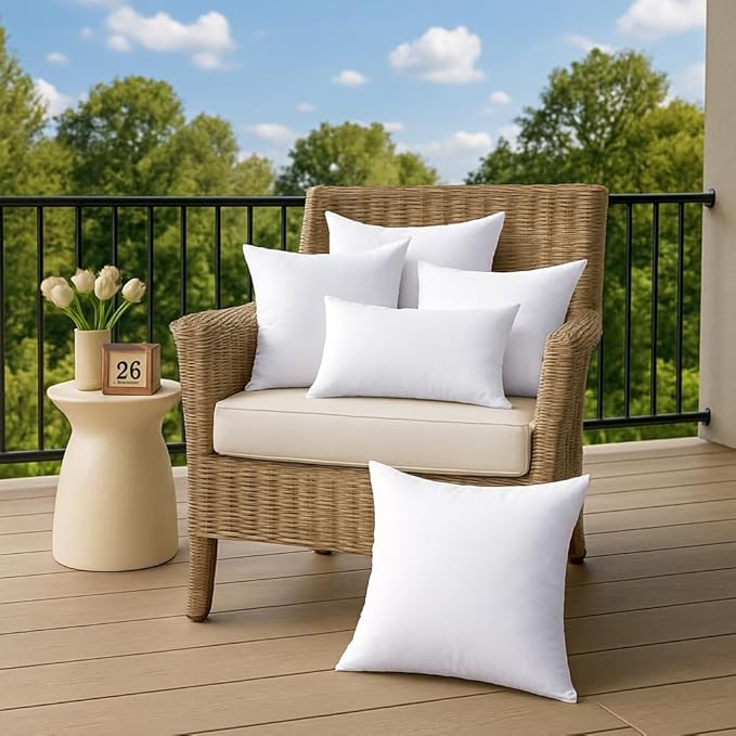 22x22 Outdoor Pillow Inserts Set of 2 Waterproof Hypoallergenic Oversized Throw Cushion Fillers – Square Polyester White Decorative Pillows for Couch Bed Sofa Patio Furniture – Soft & Firm Support