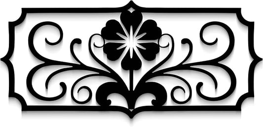 GlinthomeBlack Metal Wall Art for Living Room - Abstract Flower Modern Wall Sculpture Textured Artwork Minimalist Geometric wall Decor for Bedroom Bathroom Living Room Home