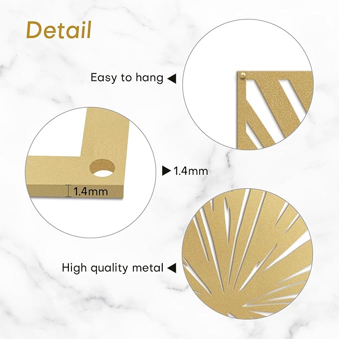 SIGNLEADER Metal Wall Art Decor Big Gold Leaves Minimalist Modern Abstract Wall Sculpture Hangings Home Decoration for Living Room, Bedroom, Bathroom, Kitchen, Outdoor - 18" Gold