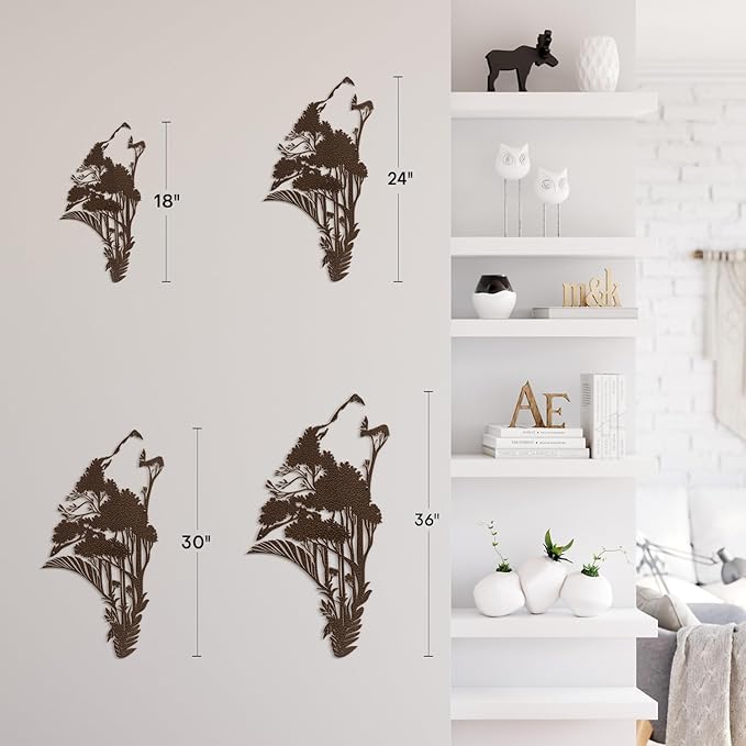 SIGNLEADER Metal Wall Art Decor Plant Leaf Minimalist Modern Abstract Wall Sculpture Hangings Home Decoration for Living Room, Bedroom, Bathroom, Kitchen, Outdoor - 18" Bronze