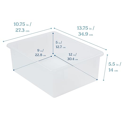 ECR4Kids Letter Size Deep Tray with Lid, Storage Bin, Clear, 10-Piece