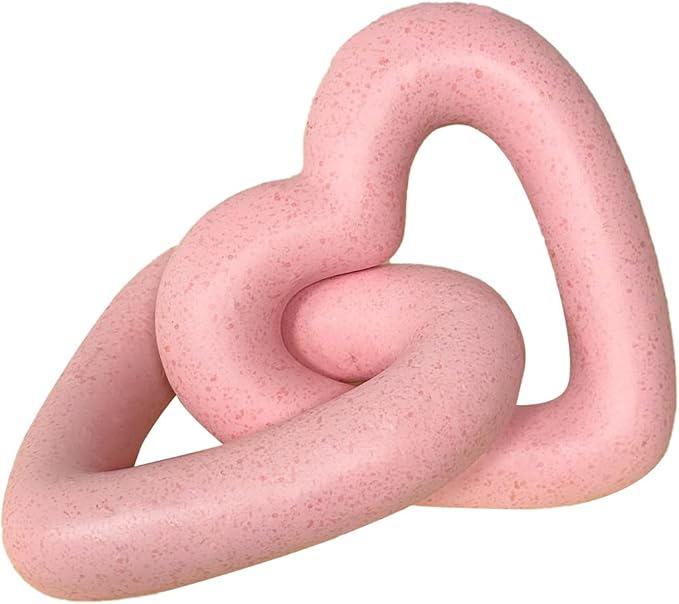 Guichifun Valentines Day Decor Couple Gifts - Resin Pink Heart Sculpture Chain Link Home Decor Love Statues Anniversary Wedding Romantic Gifts 8 x 7 x 5.5 Inch