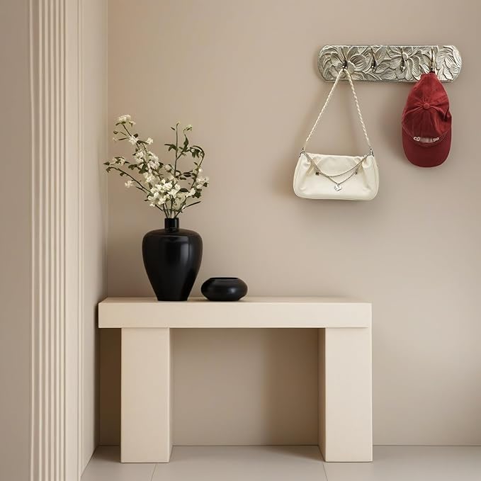 Decorative Wall Mounted Coat Rack with 4 Hooks, Rustic Wood Wall Organizer for Hanging Coats, Hats, Towels, Bags,Jackets, Keys (Champagne Gold)