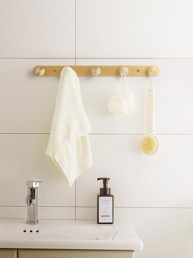 1 Pack Coat Rack Wall Mounted Gold Brass Towel Hooks for Bathrooms Wall Hooks for Hanging Coat Robe Hooks Kitchen Decorative Heavy Duty Zinc Alloy