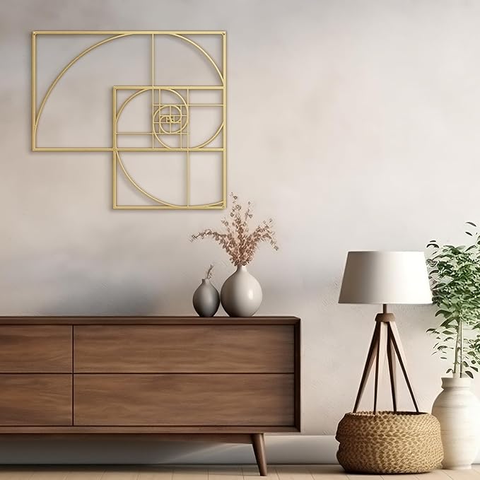SIGNLEADER Metal Wall Decor Golden Proportion Minimalist Modern Luxury Wall Sculpture Hangings 3D Statue Home Decoration for Living Room, Bedroom, Bathroom, Kitchen, Fireplace, Office - 24" Gold