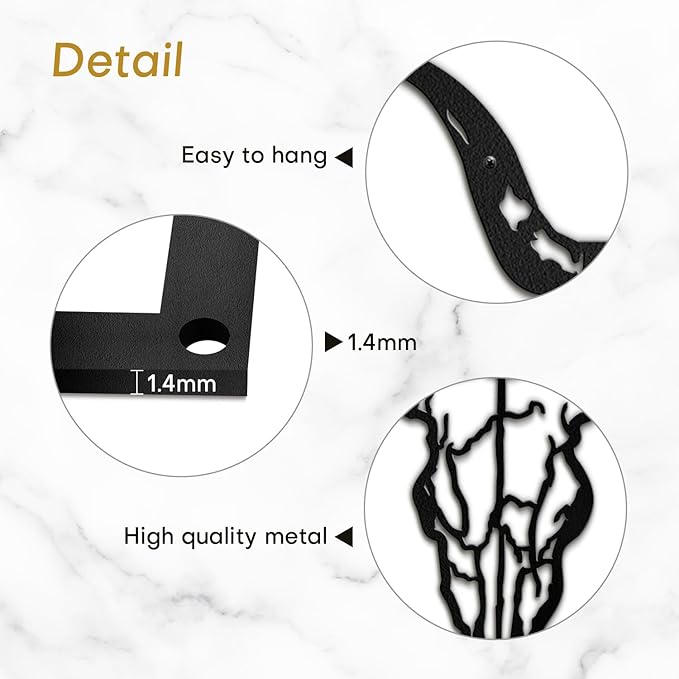 SIGNLEADER Metal Wall Art Decor Bull Head Minimalist Modern Abstract Wall Sculpture Hangings Home Decoration for Living Room, Bedroom, Bathroom, Kitchen, Outdoor - 18" Black