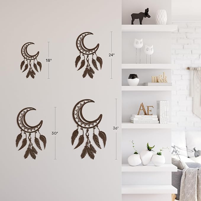 SIGNLEADER Metal Wall Art Decor Nordic Moon Phases Modern Abstract Wall Sculpture Hangings Home Decoration for Living Room, Bedroom, Bathroom, Kitchen, Outdoor - 18" Bronze