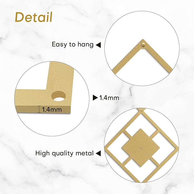SIGNLEADER Metal Wall Decor Folk Symbol Minimalist Modern Luxury Wall Sculpture Hangings 3D Statue Home Decoration for Living Room, Bedroom, Bathroom, Kitchen, Fireplace, Office - 24" Gold