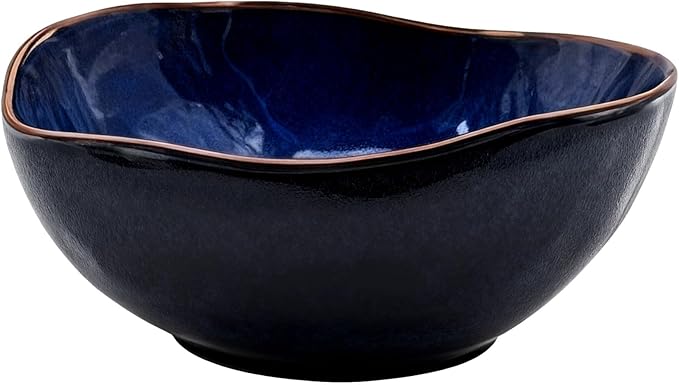 Ceramic Decorative Bowl, Blue Irregular Shape Bowl, Centerpiece Bowls for Table Decor, Home Decor, Kitchen Serving Bowl, 6 Inch