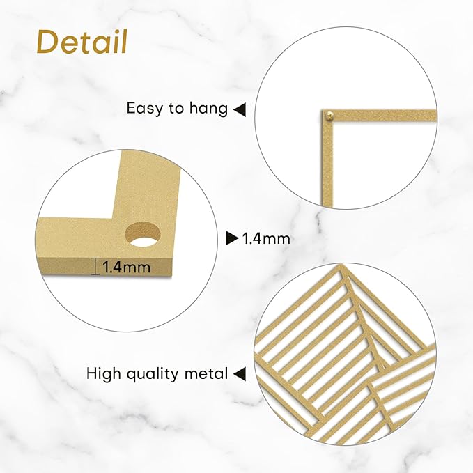 SIGNLEADER Metal Wall Decor Mountains Triangle Line Minimalist Modern Luxury Wall Sculpture Hangings 3D Statue Home Decoration for Living Room, Bedroom, Bathroom, Kitchen, Fireplace, Office - 24" Gold
