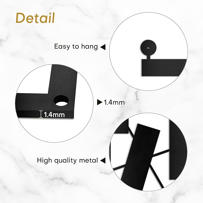 SIGNLEADER Metal Wall Decor Rectangles Abstract Picasso Minimalist Modern Luxury Wall Sculpture Hangings 3D Statue Home Decoration for Living Room, Bedroom, Bathroom, Kitchen, Fireplace, Office - 24" Black