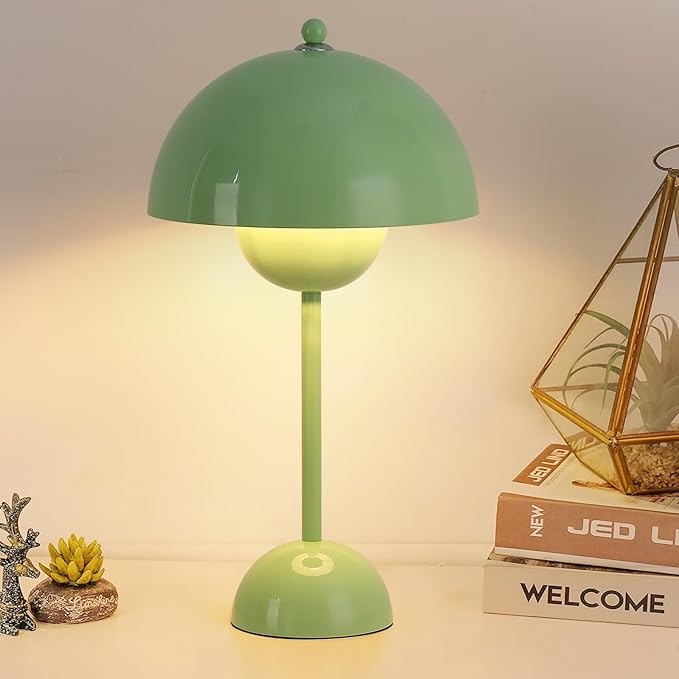 COSYLUX Modern Small Table Lamp for Bedroom, Cute Dome Shade Reflecting Light Reading Lamp for Living Room, Kid's Room, Study, Office, Beside Bedside Nightstand Desk Lamp(Pastel Green)