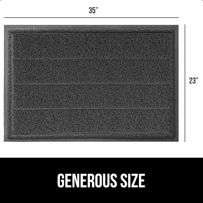 GORILLA GRIP Dirt Grabber Mesh Doormat, Low-Profile, Stain and Fade Resistant Heavy Duty Quick Dry Striped Doormats, Mats for Indoor or Outdoor Entry, Shoe Scraper, Garage Entrance Mat 35x23 Dark Gray