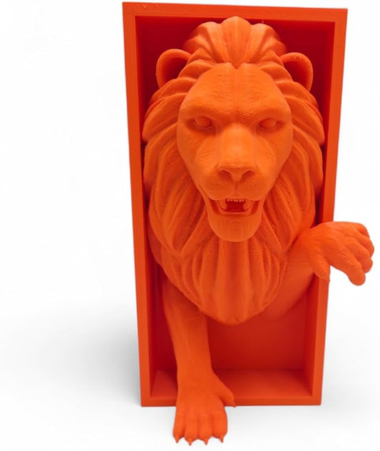 Dragons Awakening Book End – Fantasy Book Nook Insert for Dragon Readers – Unique Home Decor for Bookshelves & Libraries (Orange - Lion)