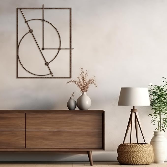 SIGNLEADER Metal Wall Decor Circles Minimalist Modern Luxury Wall Sculpture Hangings 3D Statue Home Decoration for Living Room, Bedroom, Bathroom, Kitchen, Fireplace, Office - 18" Bronze