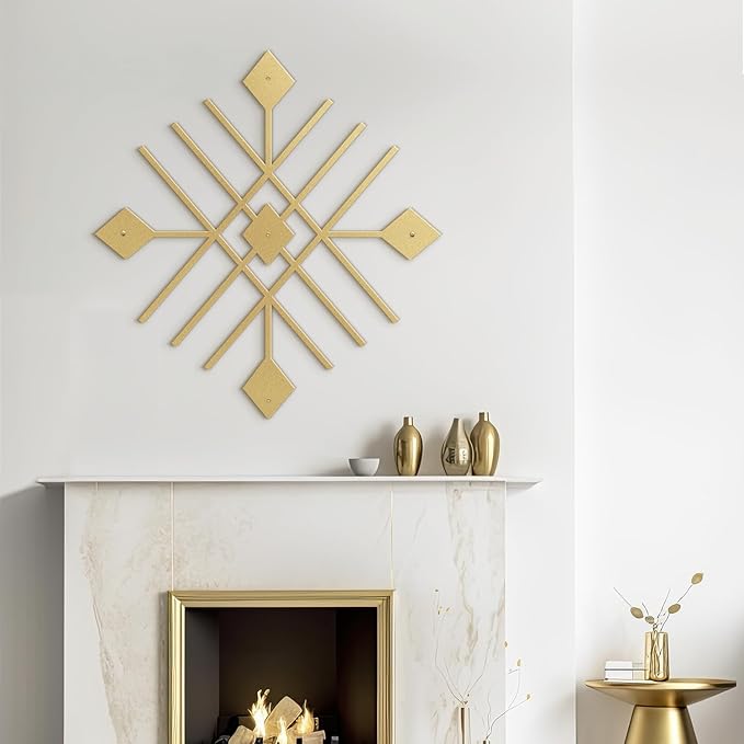 SIGNLEADER Metal Wall Decor Folk Symbol Mystery Minimalist Modern Luxury Wall Sculpture Hangings 3D Statue Home Decoration for Living Room, Bedroom, Bathroom, Kitchen, Fireplace, Office - 18" Gold