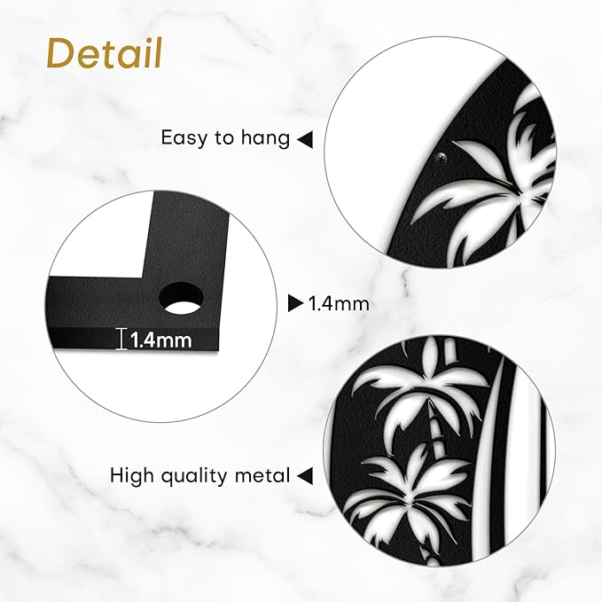 SIGNLEADER Metal Wall Art Decor Palm Tree Minimalist Modern Abstract Wall Sculpture Hangings Home Decoration for Living Room, Bedroom, Bathroom, Kitchen, Outdoor - 18" Black