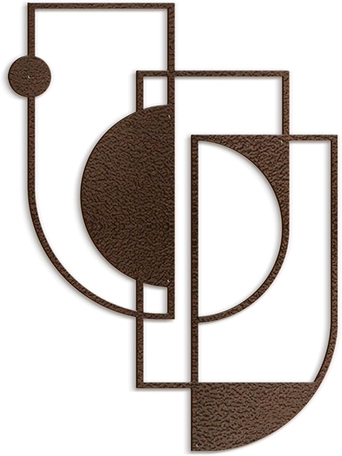 SIGNLEADER Metal Wall Decor Overlapping Rectangles Minimalist Modern Luxury Wall Sculpture Hangings 3D Statue Home Decoration for Living Room, Bedroom, Bathroom, Kitchen, Fireplace, Office - 24" Bronze