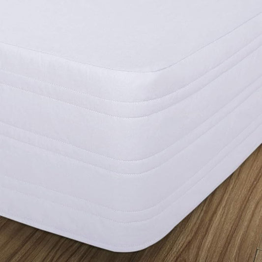 Marquess Tailored Bed Skirt Blended Quilted-Hang Down Feeling Enhancement Wrap Around Thick Bed Skirt,Dust-Proof, Wrinkle Fade Resistant Dust Ruffle with Classic 14’’Drop for Bedroom(Queen,White)