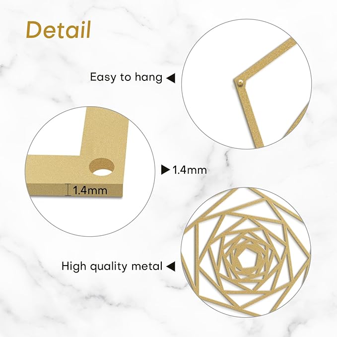 SIGNLEADER Metal Wall Decor Geometric Lines Rose Minimalist Modern Luxury Wall Sculpture Hangings 3D Statue Home Decoration for Living Room, Bedroom, Bathroom, Kitchen, Fireplace, Office - 24" Gold