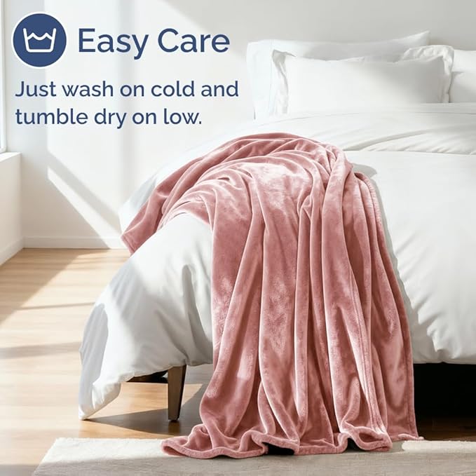 Ultra Soft Fleece Blanket Queen Size - Flannel Fleece Luxury Queen Blanket - Lightweight for Couch Bed Chair - Thick, Warm and Breathable - All Season Cozy Anti-Static Microplush Bedding, Rose Pink