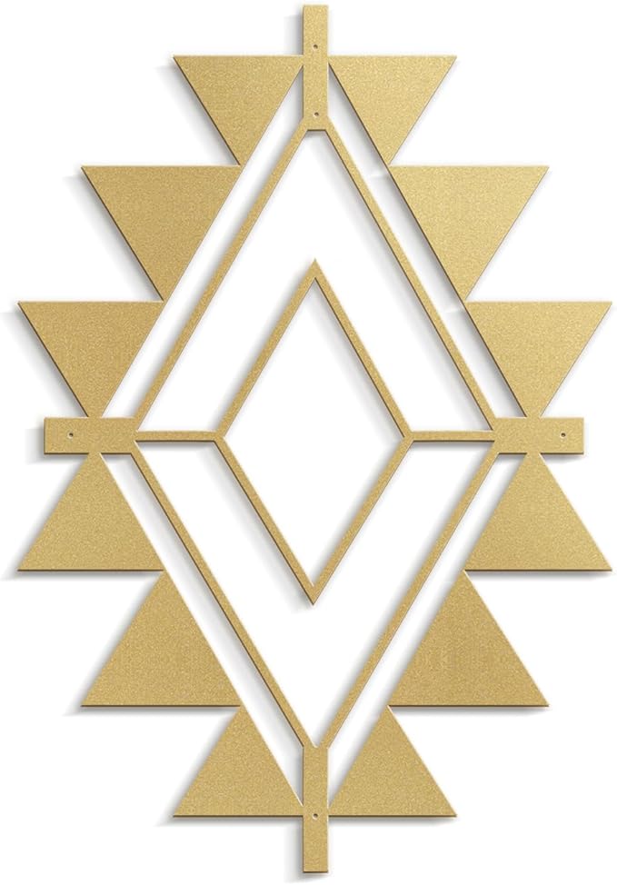 SIGNLEADER Metal Wall Decor Triangle Composition Minimalist Modern Luxury Wall Sculpture Hangings 3D Statue Home Decoration for Living Room, Bedroom, Bathroom, Kitchen, Fireplace, Office - 18" Gold