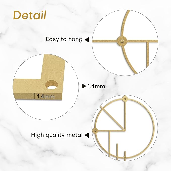 SIGNLEADER Metal Wall Decor Rectangle Circle Linear Minimalist Modern Luxury Wall Sculpture Hangings 3D Statue Home Decoration for Living Room, Bedroom, Bathroom, Kitchen, Fireplace, Office - 24" Gold
